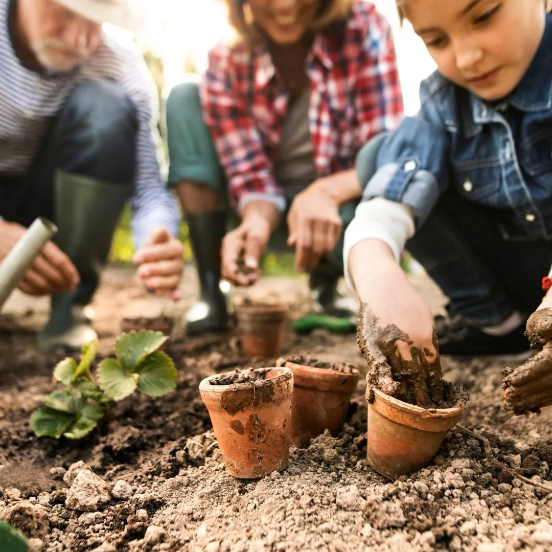 Copy of Copy of Copy of Copy of summer offer-consultations (2) Grandparents gardening with their grandchild.
