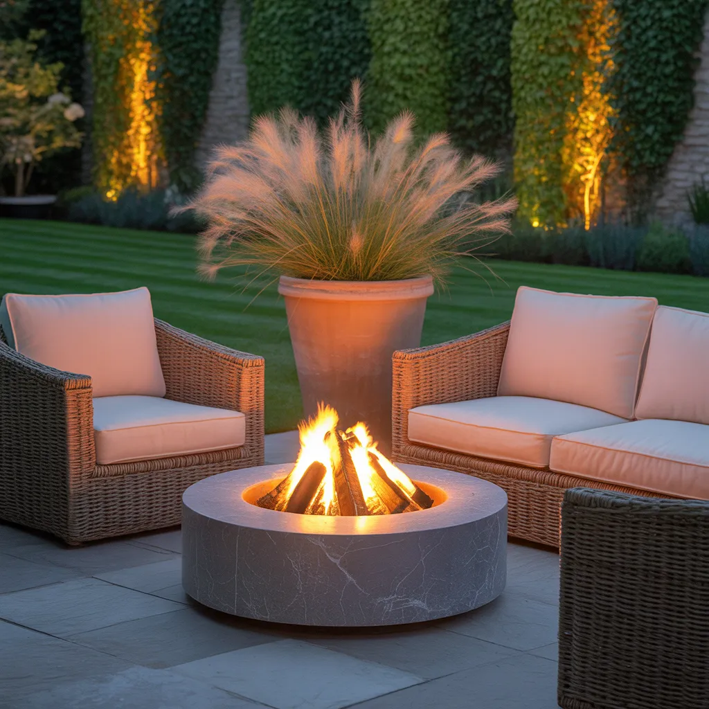 Fire pit autumn blog A round fire pit in a Sussex garden in autumn